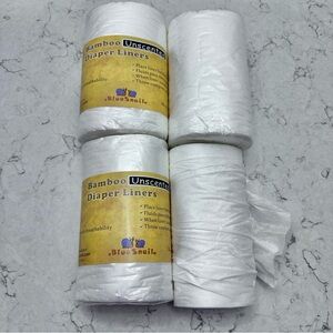 (Lot Of 4) Blue Snail Bamboo Rayon Unscent Diaper Liners 100 ct *3 New 1 Open*